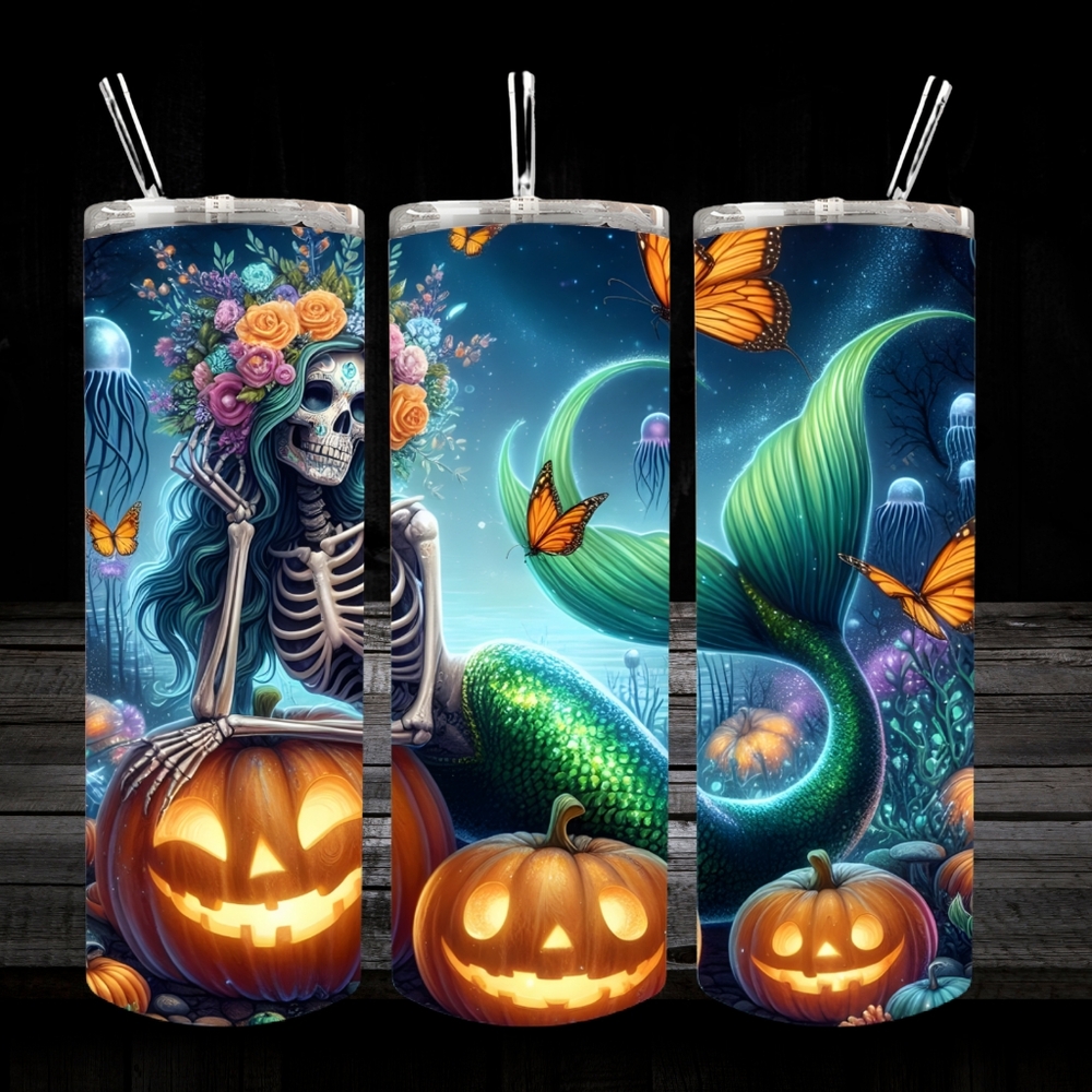 Made To Order Halloween Mermaid Skeleton 20 Oz Tumbler